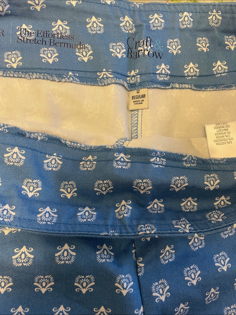 croft & barrow Blue and White Printed Stretch Shorts